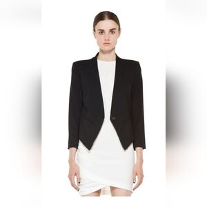 Helmut Lang Smoking Black Tuxedo Tux Blazer Stretch Wool Cropped Jacket Size 6